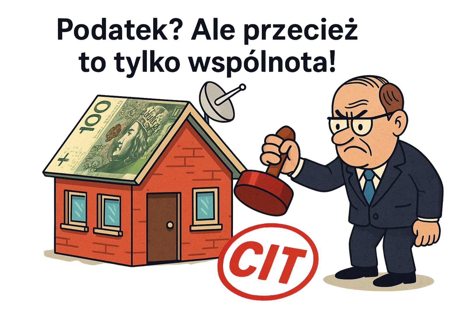 Wspólnota mieszkaniowa z dachem z pieniędzy i urzędnikiem skarbowym - LBLok